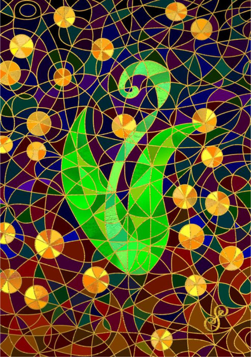 Seedling with gold blessings art solutions symbol hybrid by Silvia Hartmann