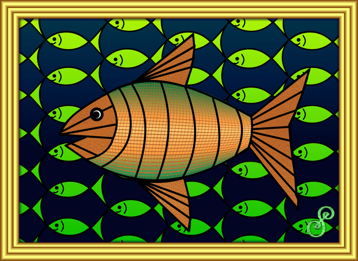 Interlacement With Fish - Vector Version by Silvia Hartmann
