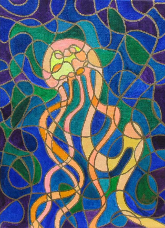 Jellyfish symbol hybrid painting