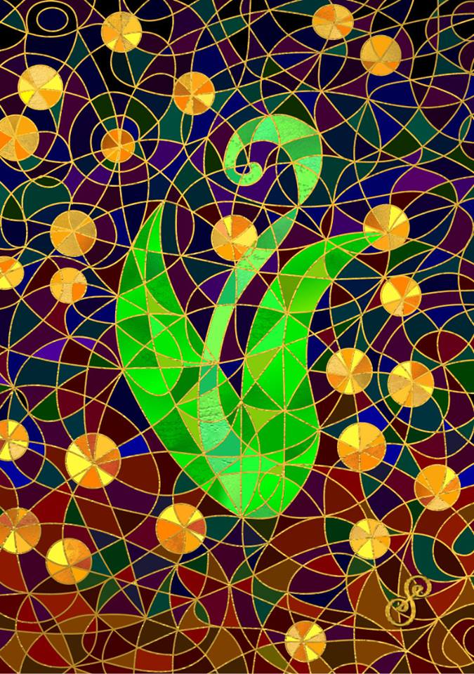 Seedling with gold blessings art solutions symbol hybrid by Silvia Hartmann