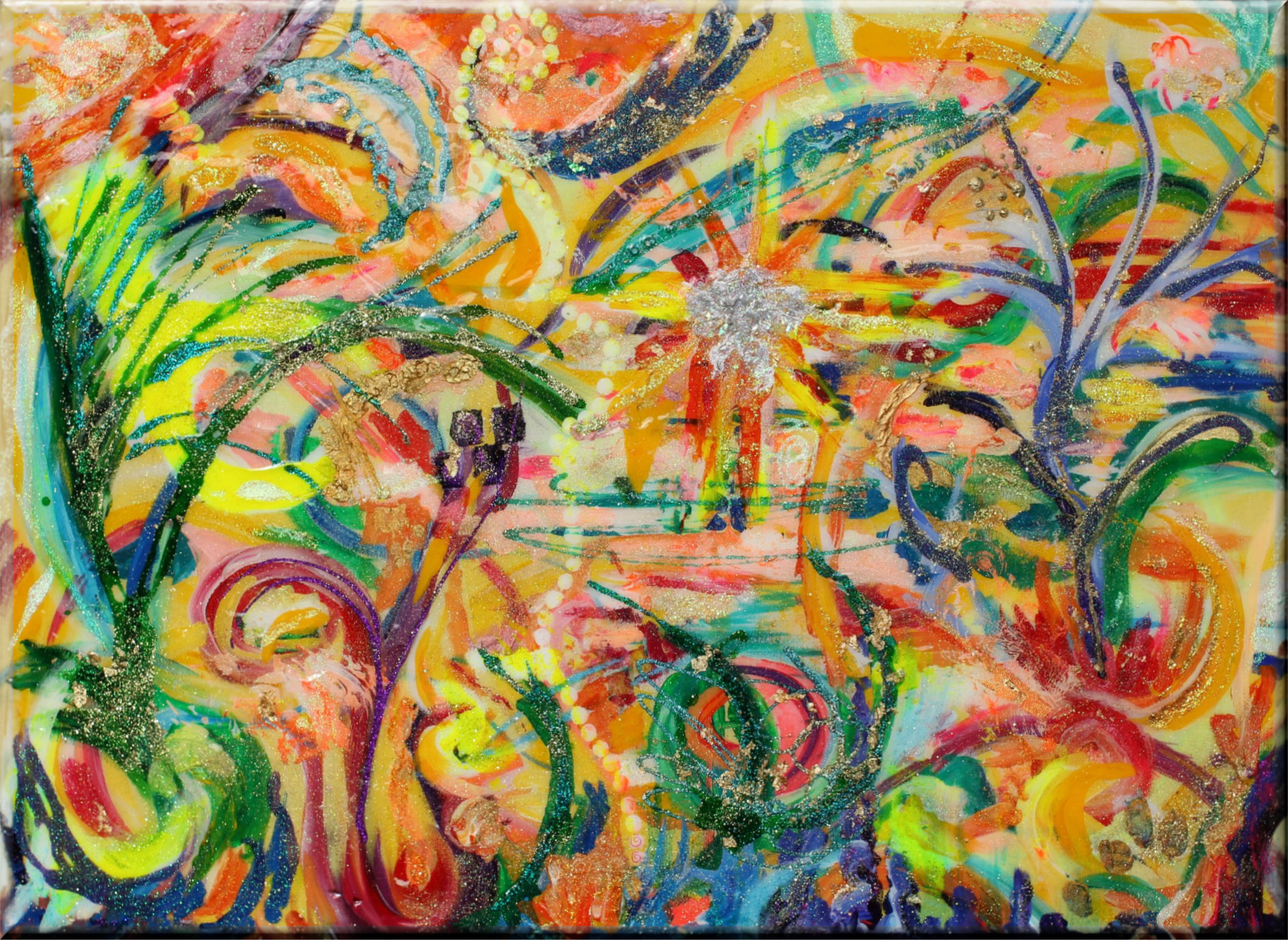 Colorful Dynamic Energy Art Painting "Project Sanctuary" by Silvia Hartmann