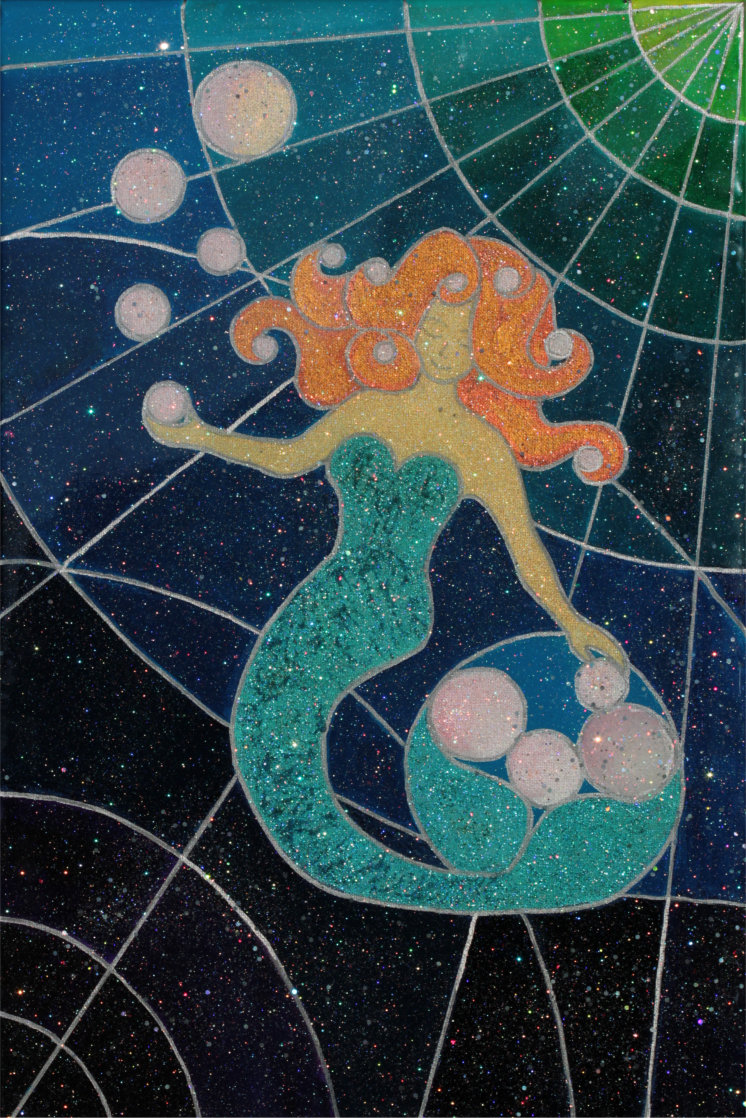 Original energy painting Sparkly Mermaid photograph which doesn't do the original any justice at all